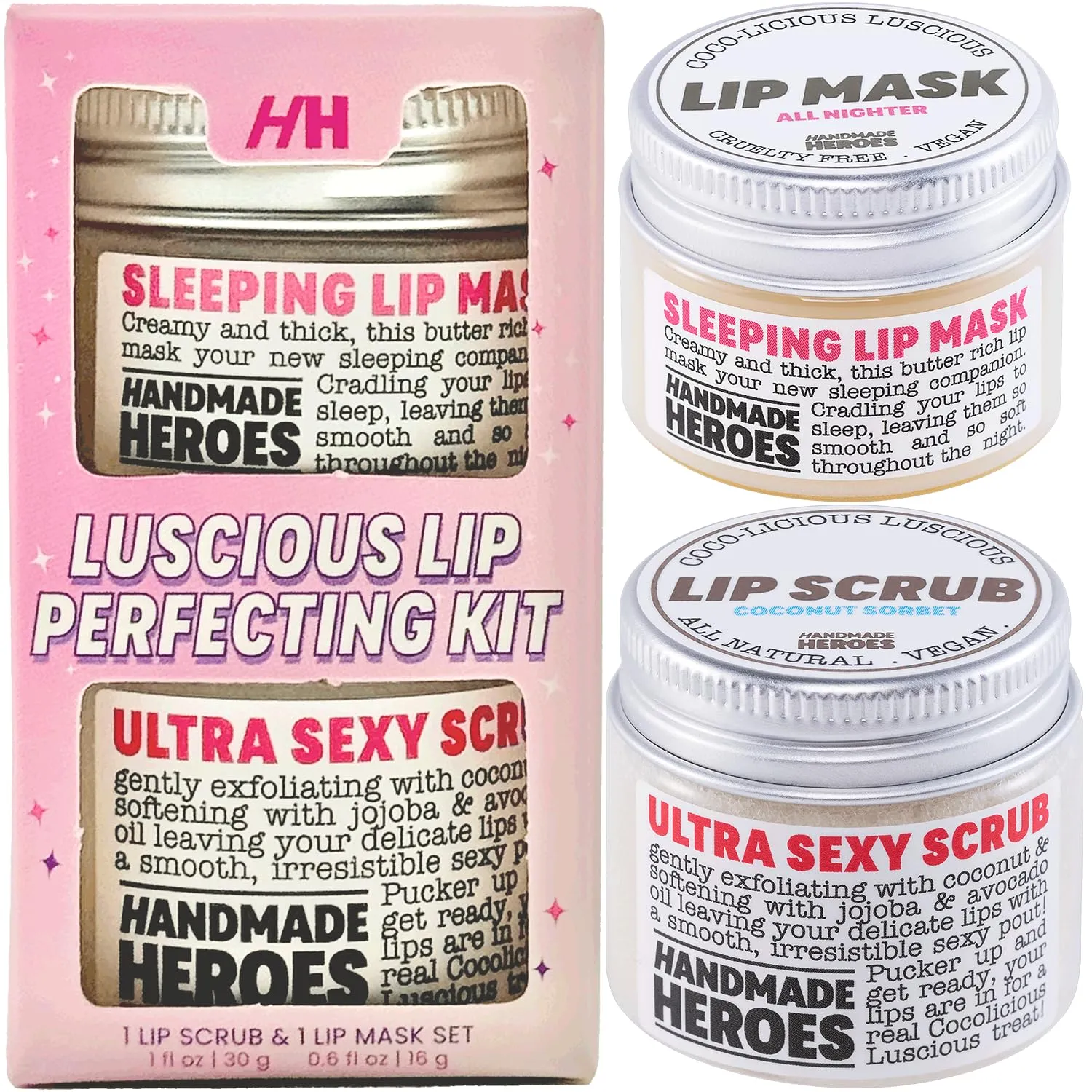 100% Natural Lip Scrub, Vegan Conditioning Coconut Lip Exfoliator, Gentle Exfoliant, Sugar Lip Polish and Lip Exfoliator Scrubber for Chapped and Dry Lips, (Lip Scrub and Lip Mask Gift Set) 11 - Lip Scrub and Lip Mask Set