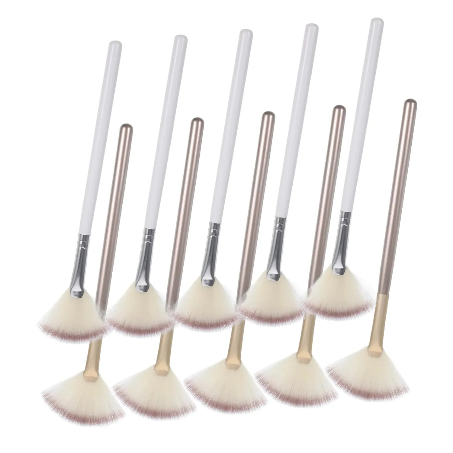 10pcs Fan Makeup Brush for Highlighter Facial Applications Soft and Fluffy Brushes for Women for Powder Fruit Acid and Makeup Products Essential Tools for Estheticians