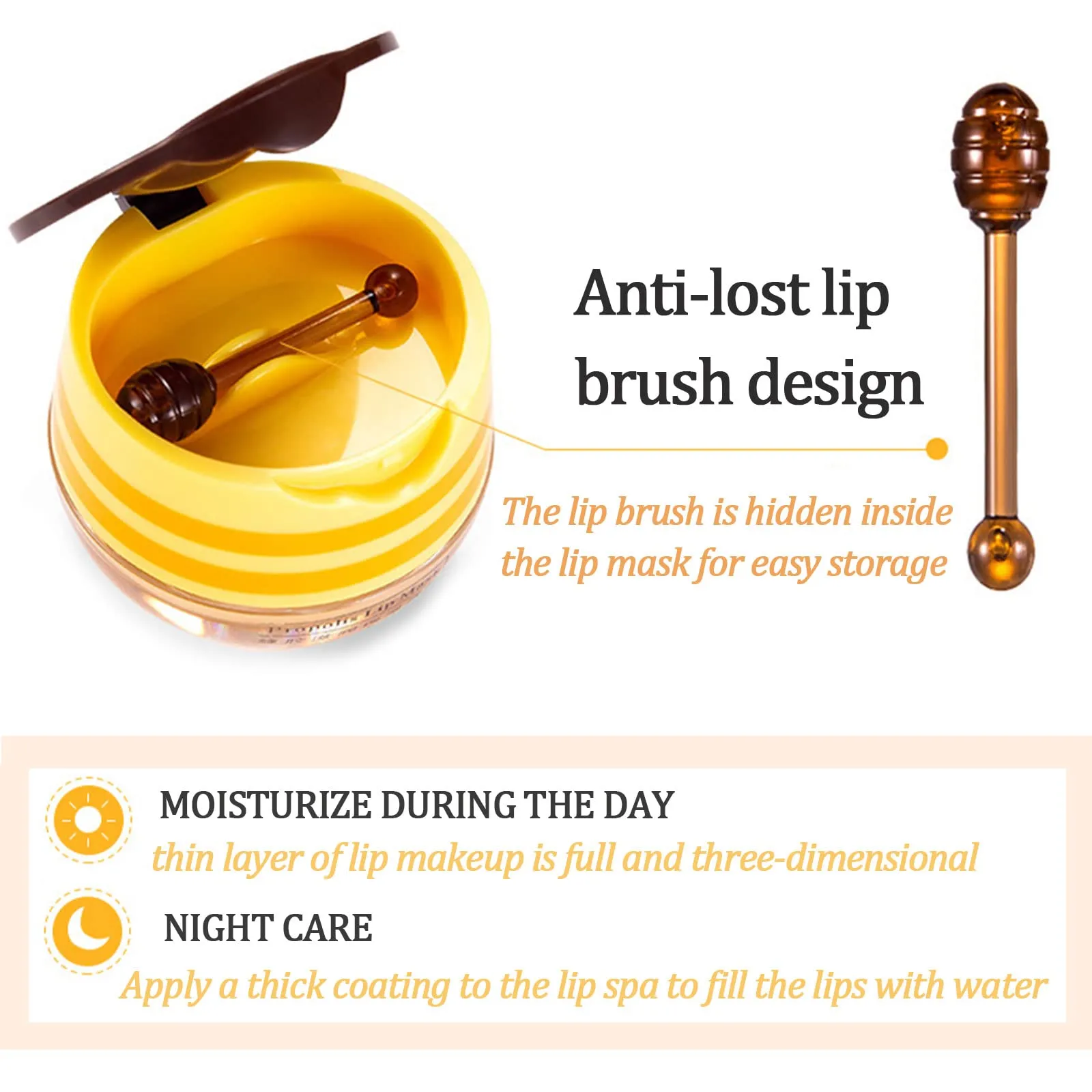 2 Pack Bee Lip Balm Honey Pot, Honey & Strawberry Lip Mask Propolis Lip Mask Moisturizing Hydrating Prevention Dry and Cracked Lip Scrubs Exfoliator (Honey Strawberry)