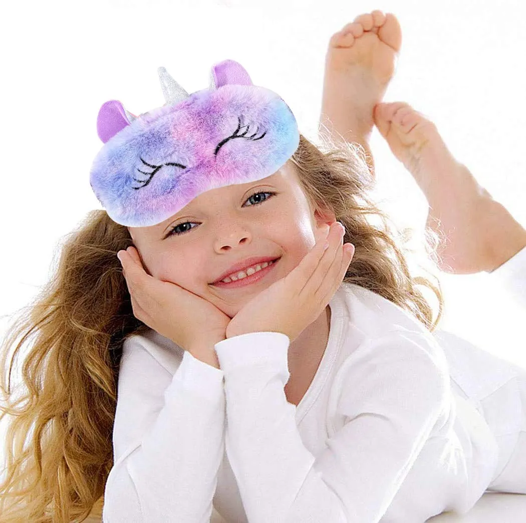 2 Pack Sleeping Eye Mask ,Annimal Cartoon Eye Mask Plush Eye mask Travel Breathable Eyeshade for Women and Child Purple