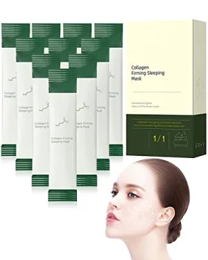 20 PCS Korean Collagen Firming Mask, Collagen Moisturizing Hydrating Face Mask, Anti-Aging Firming Face Mask Skin Care, Portable Wash-Free Sleeping Facial Mask Skin Care Products for Women and Men