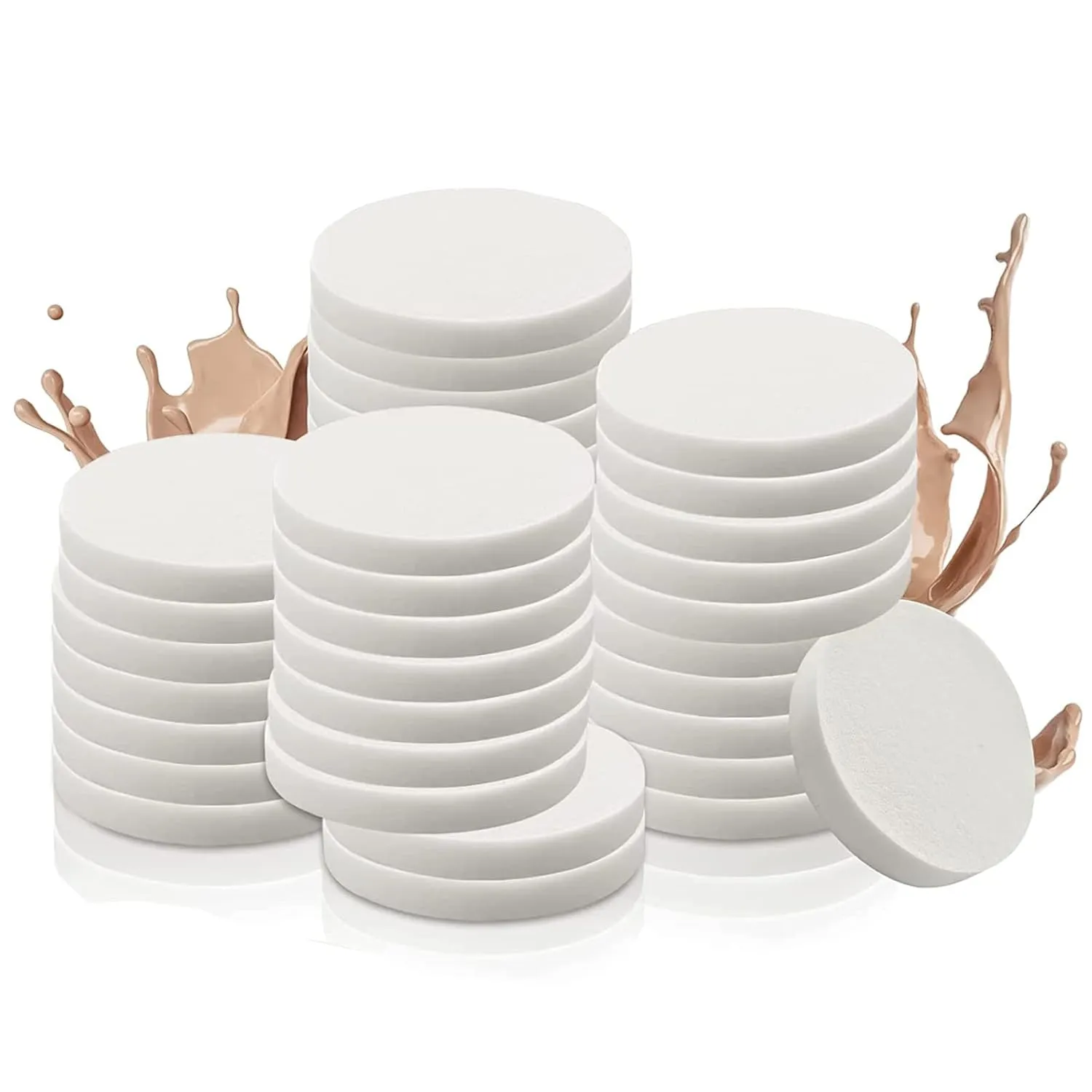 20 Pcs Round Makeup Sponge Set For Face Curve Blending, Facial Powder Puff Wet and Dry Dual Use, Sponges Foundation Makeup Blender
