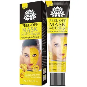24K Gold Facial Mask Collagen Peel-off with Skin Soft Brush Applicator, Whitening Anti-Wrinkle Lifting Firming Moisturizing Face Skin Care Masks 4.22 Fl.oz (gold60)