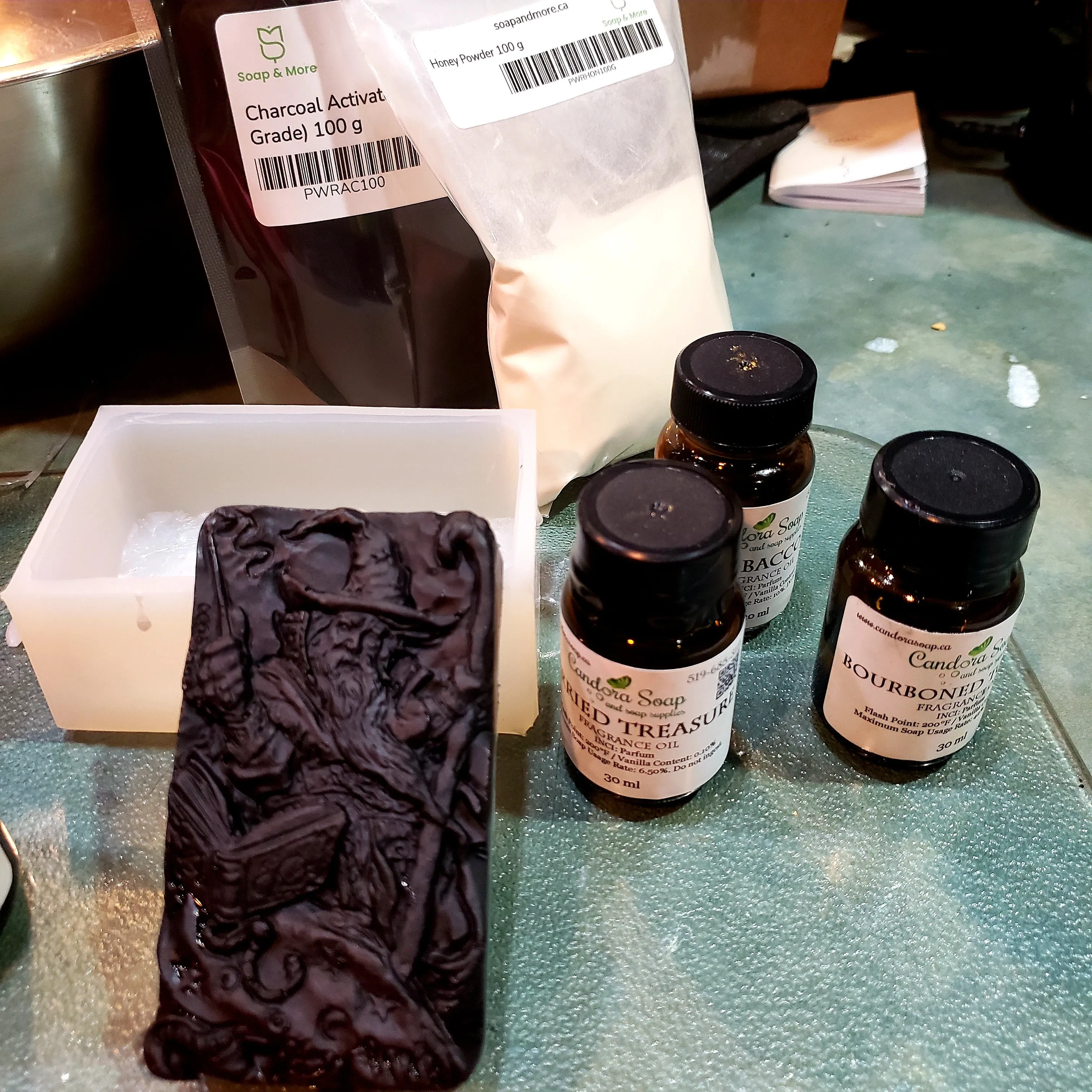 2pc Activated Charcoal Soaps Raw Infused  Honey-Tussah Silk & Shea Butter-Psoriasis,  Eczema & Acne