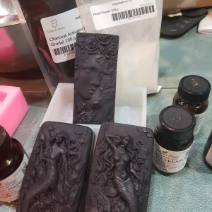 2pc Activated Charcoal Soaps Raw Infused  Honey-Tussah Silk & Shea Butter-Psoriasis,  Eczema & Acne