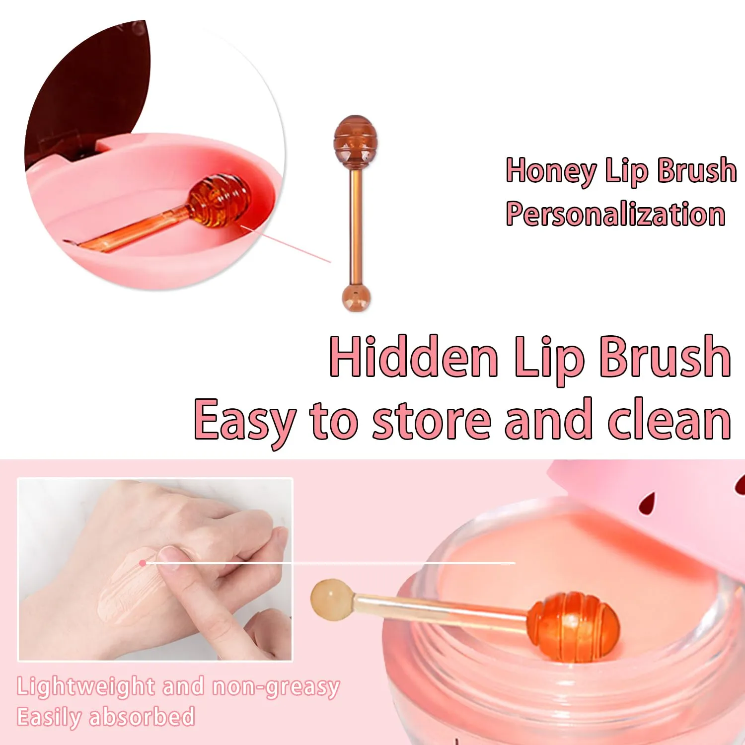 3 Pcs Bee Lip Balm Honey Pot, Honey Strawberry Apple Lip Mask Overnight, Moisturizing Lip Sleeping Mask, Hydrate Repair Prevent Dry Cracked Lip Exfoliator Lip Care (Honey Strawberry Apple Lime)