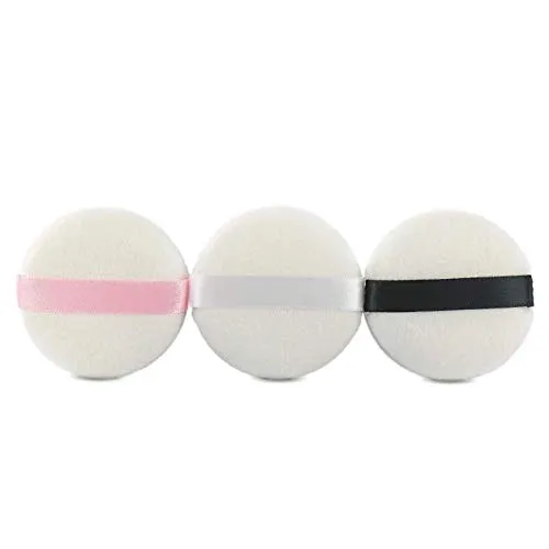 3 PCS Round Loose Powder Puffs, Pure Cotton Powder Puff Velour Powder Puff for Face Makeup or Skin Care