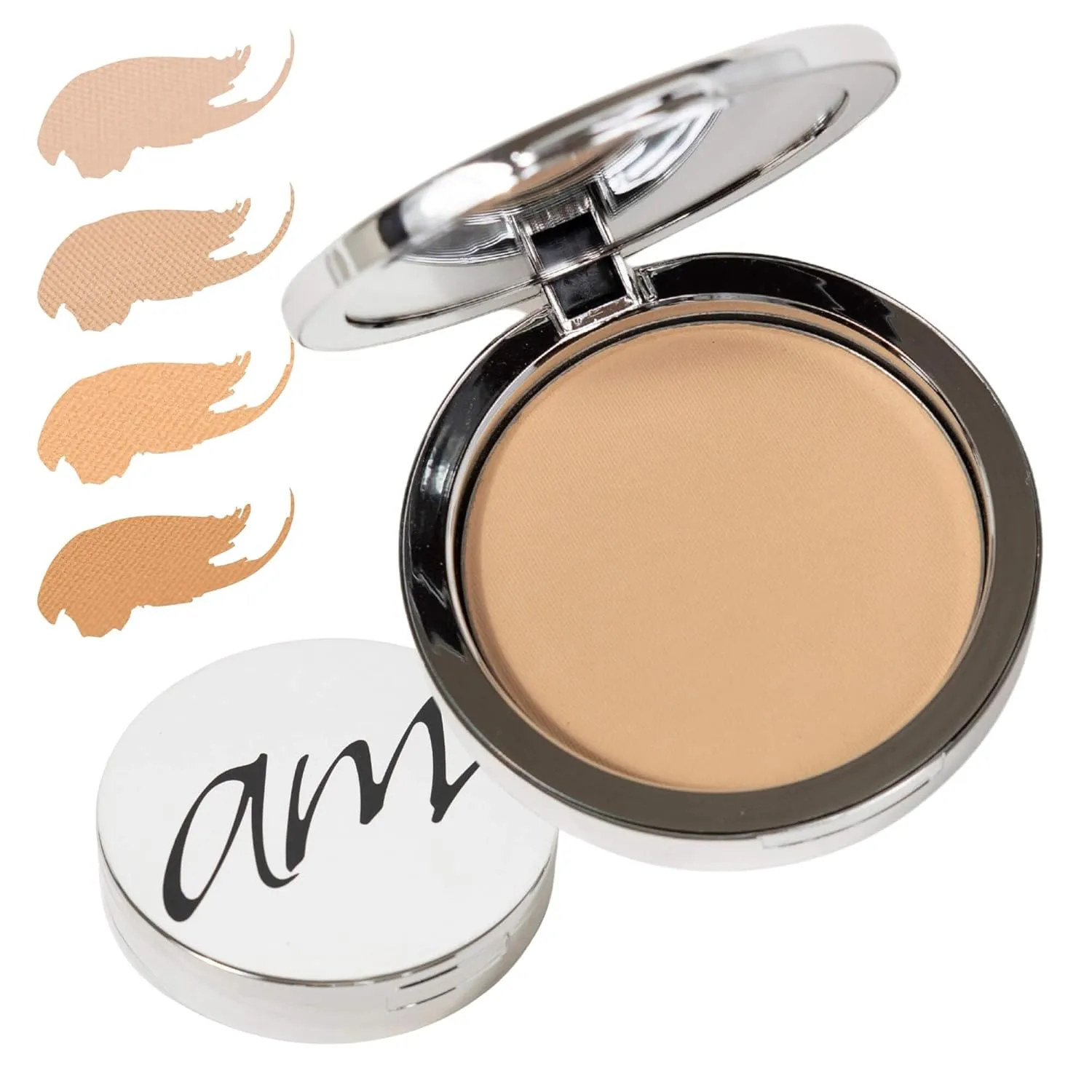 4-in-1 Pressed Foundation Powder with Natural SPF, Concealer & Finishing Powder, Medium to Full Coverage Foundation, Mineral-Based Powder