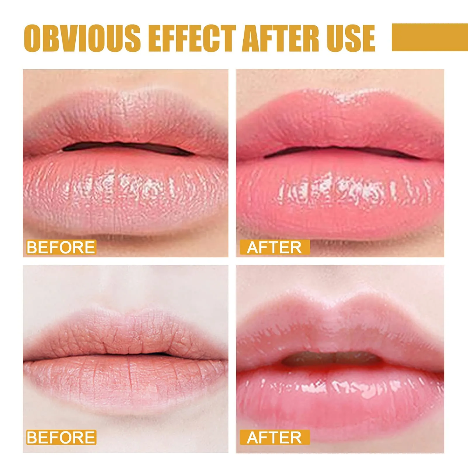 4PCS Nourishing Bee Lip Balm Honey Pot, Honey & Strawberry Lip Mask Moisturizing Lip Balm with Brush, Hydrating & Prevention Dry and Cracked Lips Reduces Lip Lines Lip Care Product