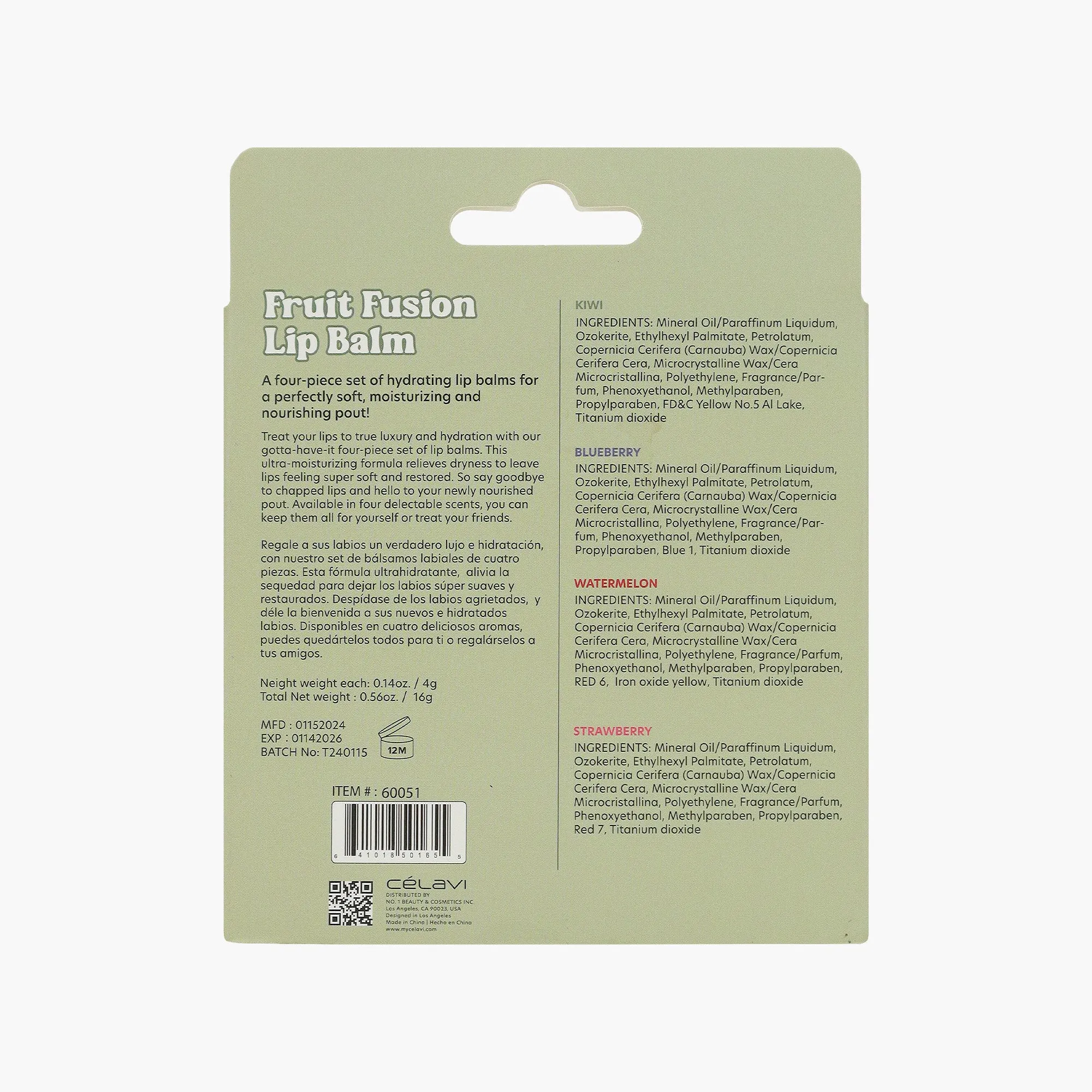 4PK FRUIT FUSION LIP BALM
