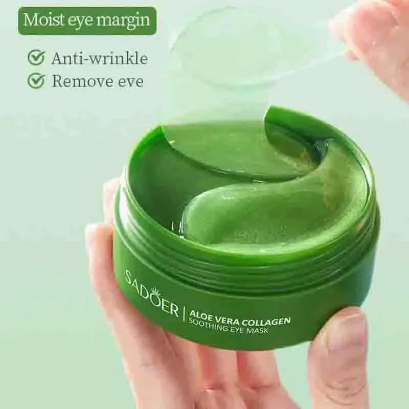 60Pcs Aloe Vera Collagen Eye Mask anti Dark Circles Removal Eyes Bags Moisturizing Firming Eye Patches Eyes Skin Care Products