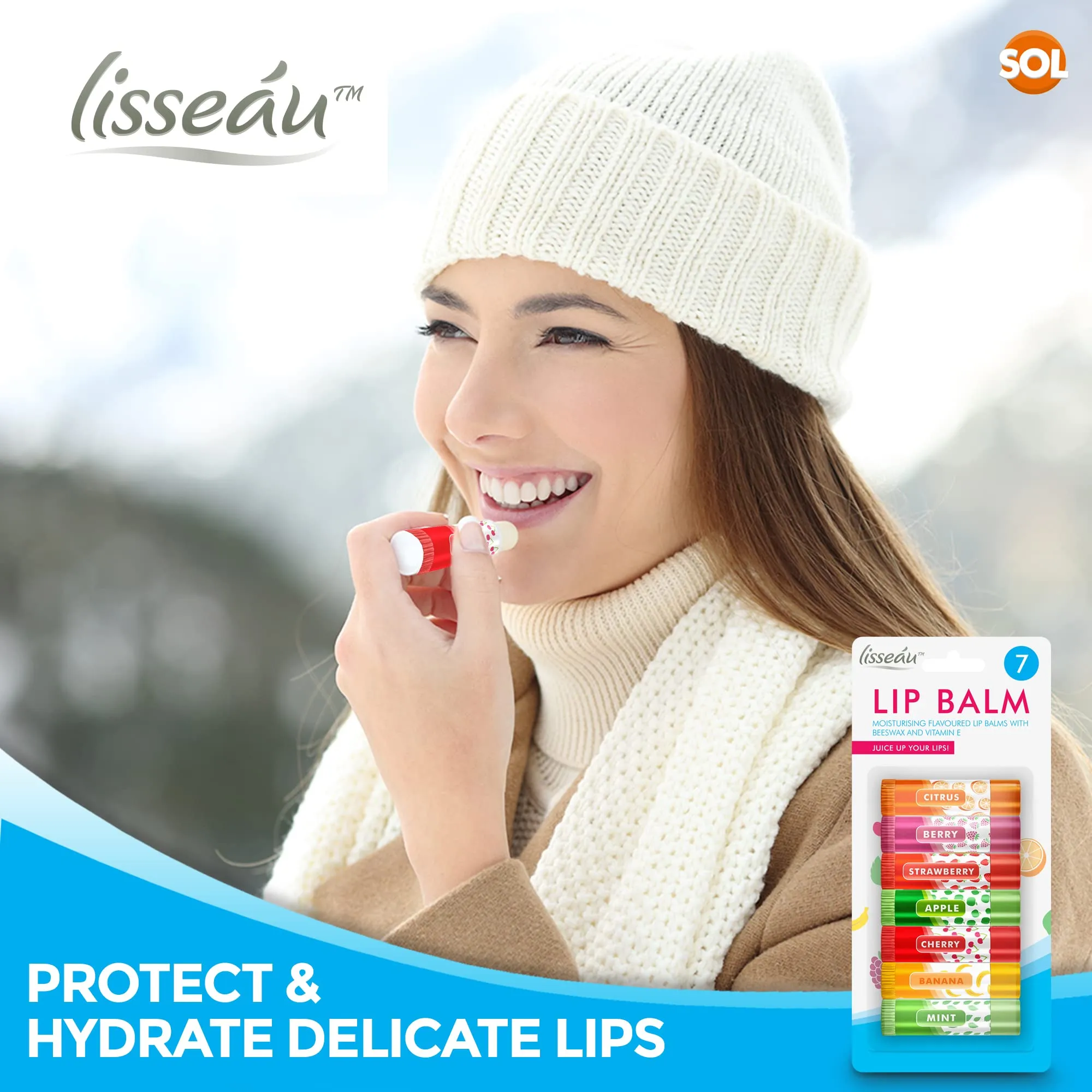 7pk Lip Balm Set | Flavoured Lip Balms with Beeswax and Vitamin E | Moisturising Lip Balm Multipack | Protect & Hydrate Beeswax Lip Balm Stick | Lip Balms | Lipbalm | Lip Moisturiser | Girls Lip Balm