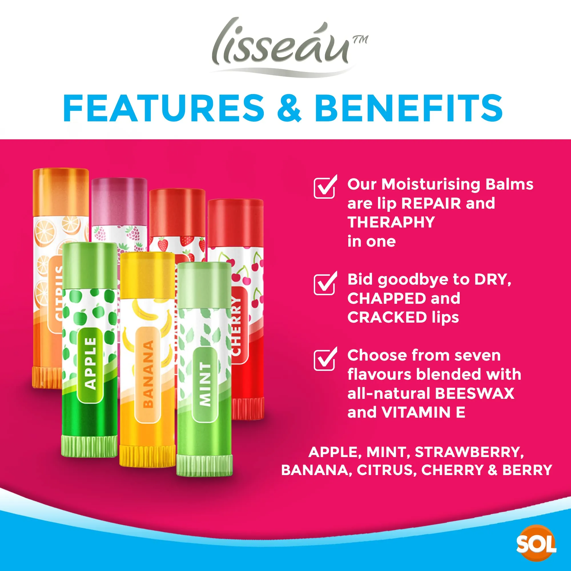 7pk Lip Balm Set | Flavoured Lip Balms with Beeswax and Vitamin E | Moisturising Lip Balm Multipack | Protect & Hydrate Beeswax Lip Balm Stick | Lip Balms | Lipbalm | Lip Moisturiser | Girls Lip Balm