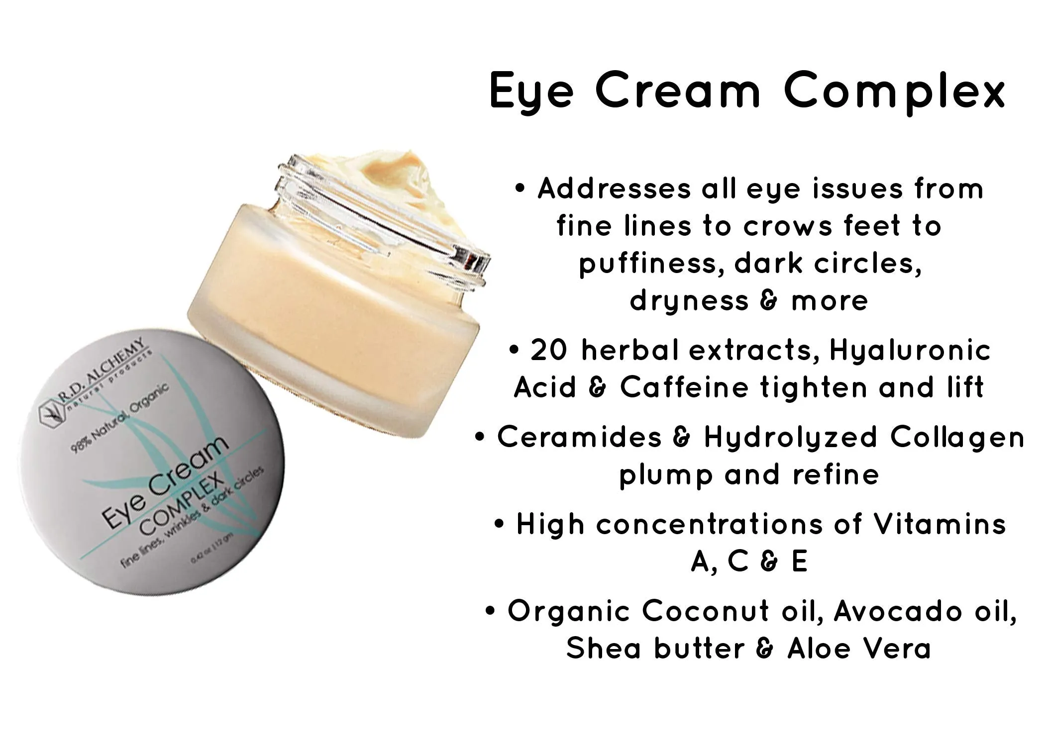98% Natural & Organic Eye Cream Complex - Best Eye Cream for Dark Circles, Wrinkles, & Eye Bags. Anti Aging Retinol & Peptides Lighten Dark Circles & Smooth Fine Lines & Crow's Feet. Great for All Skin Types.