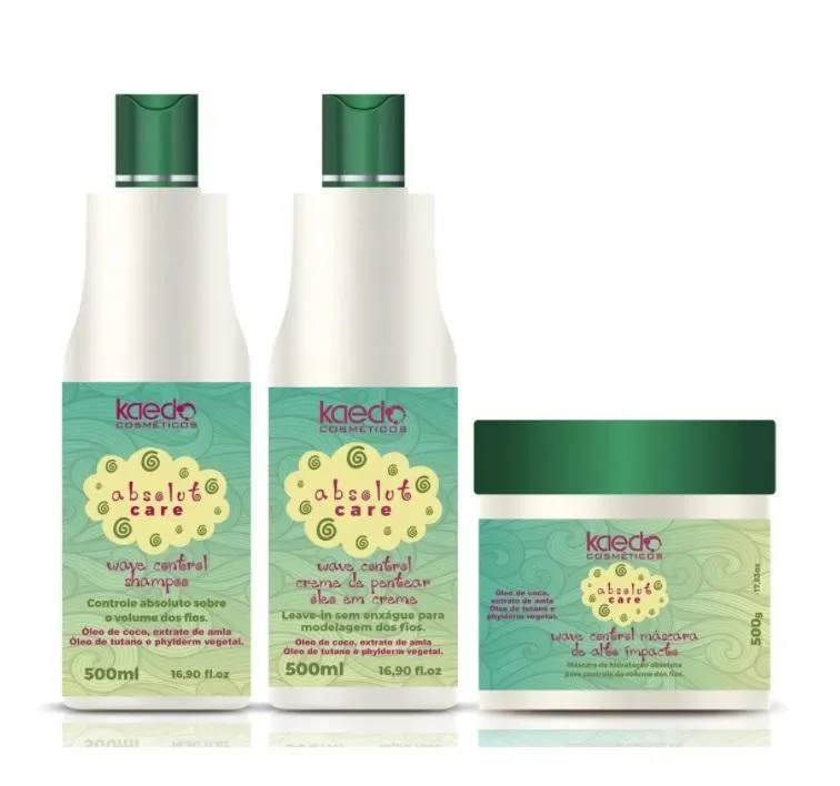 Absolut Care Wave Control Curls Curly Discipline Treatment Kit 3 Itens - Kaedo