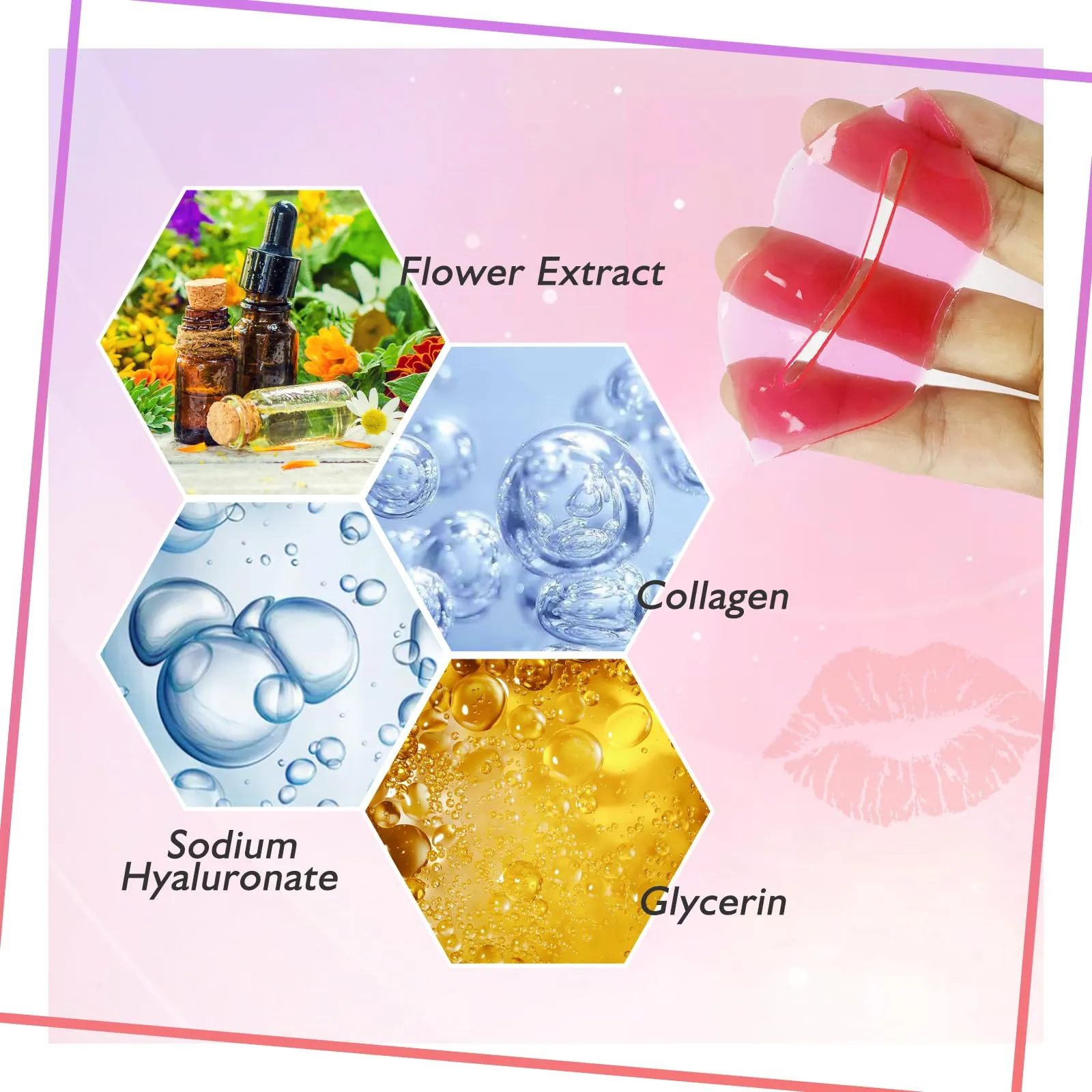 Adofect 30 Pieces Collagen Crystal Lip Masks,Pink Lip Patches& Moisturizers Collagen Lip Pads Great for Hydrating Skin, Anti Chapped & Anti-Aging and Plump Your Lips,Pink