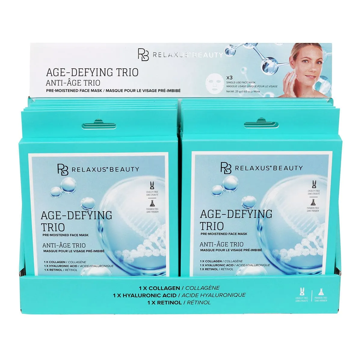 Age-Defying Trio Face Masks (3-Pack) - Displayer of 12
