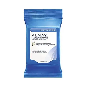 Almay Night Soothing Makeup Remover Cleansing Towelettes, Hypoallergenic, Cruelty Free, Oil Free, Fragrance Free, Ophthalmologist & Dermatologist Tested, 25 Wipes