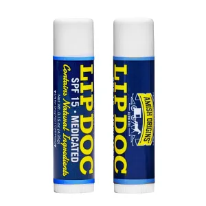 Amish Origins Lip Doc SPF 15 Medicated Lip Balm (2 PACK)- All-Natural Deep Moisturizing Lip Balm, Potent Formula for Chapped and Cracked Lips, All Natural Essential Oils