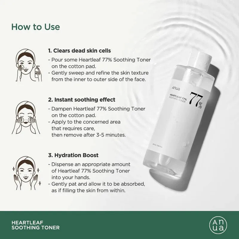 ANUA HEARTLEAF 77% SOOTHING TONER 250ML 아누아 어성초 77% 진정 토너 250ML