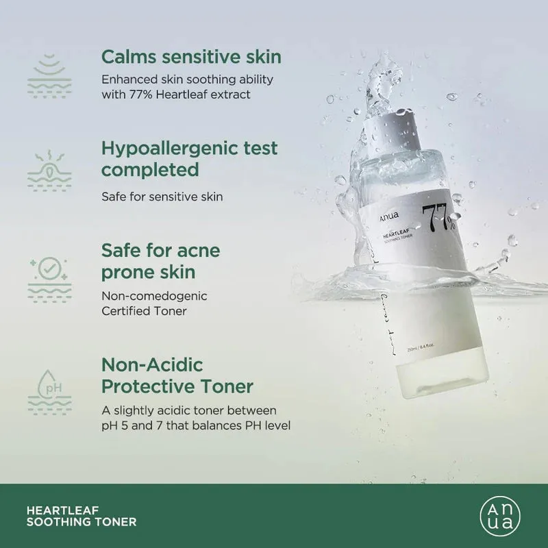 ANUA HEARTLEAF 77% SOOTHING TONER 250ML 아누아 어성초 77% 진정 토너 250ML