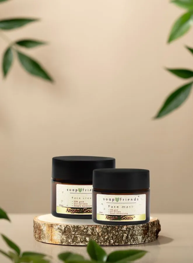 Argan & Goat Milk Face Cream & Face Mask Gift Set, set of 2