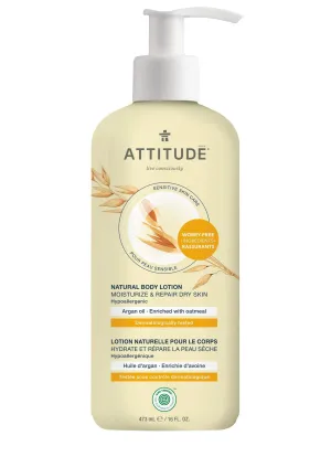 ATTITUDE Moisturizing Body Lotion for Dry & Sensitive Skin, EWG Verified, Dermatologist-tested & Hypoallergenic, Vegan & Cruelty-free Body Moisturizer, Argan Oil, 16 Fl. Oz.