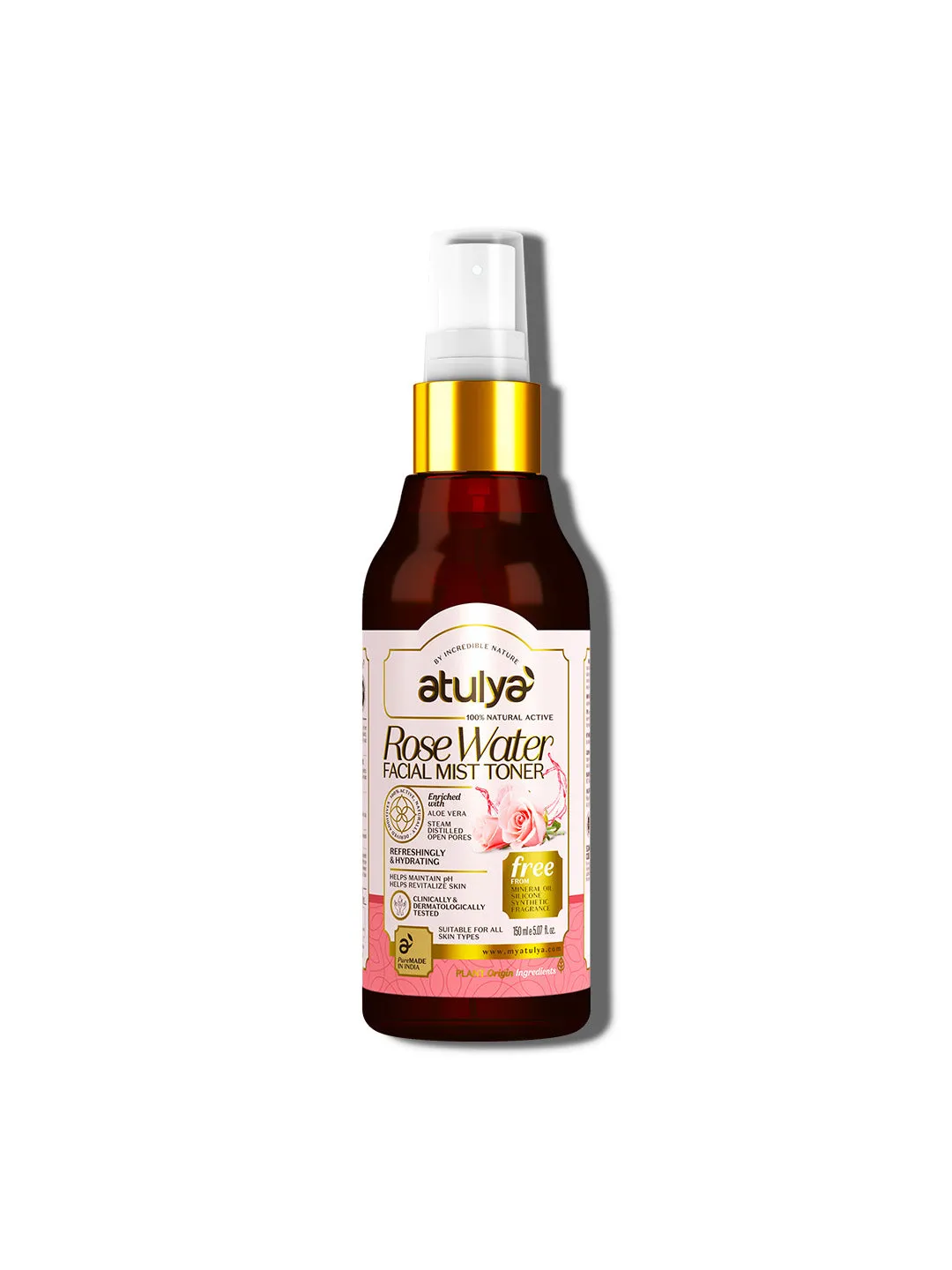 atulya Rose Water Facial Mist Toner - 150ml (Add 2 Products in the Cart & Get 1 Free Product Use Code: B1G1)