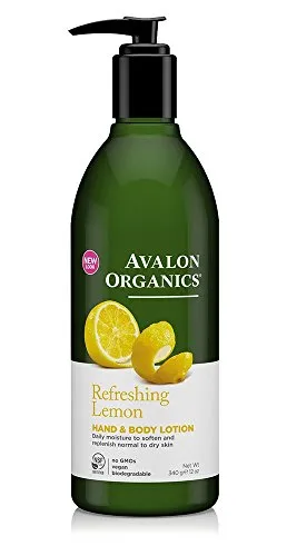 Avalon Organics Refreshing Lemon Scent Hand & Body Lotion For Women, For Normal To Dry Skin, Non GMO, 12 Ounces (Pack Of 1)