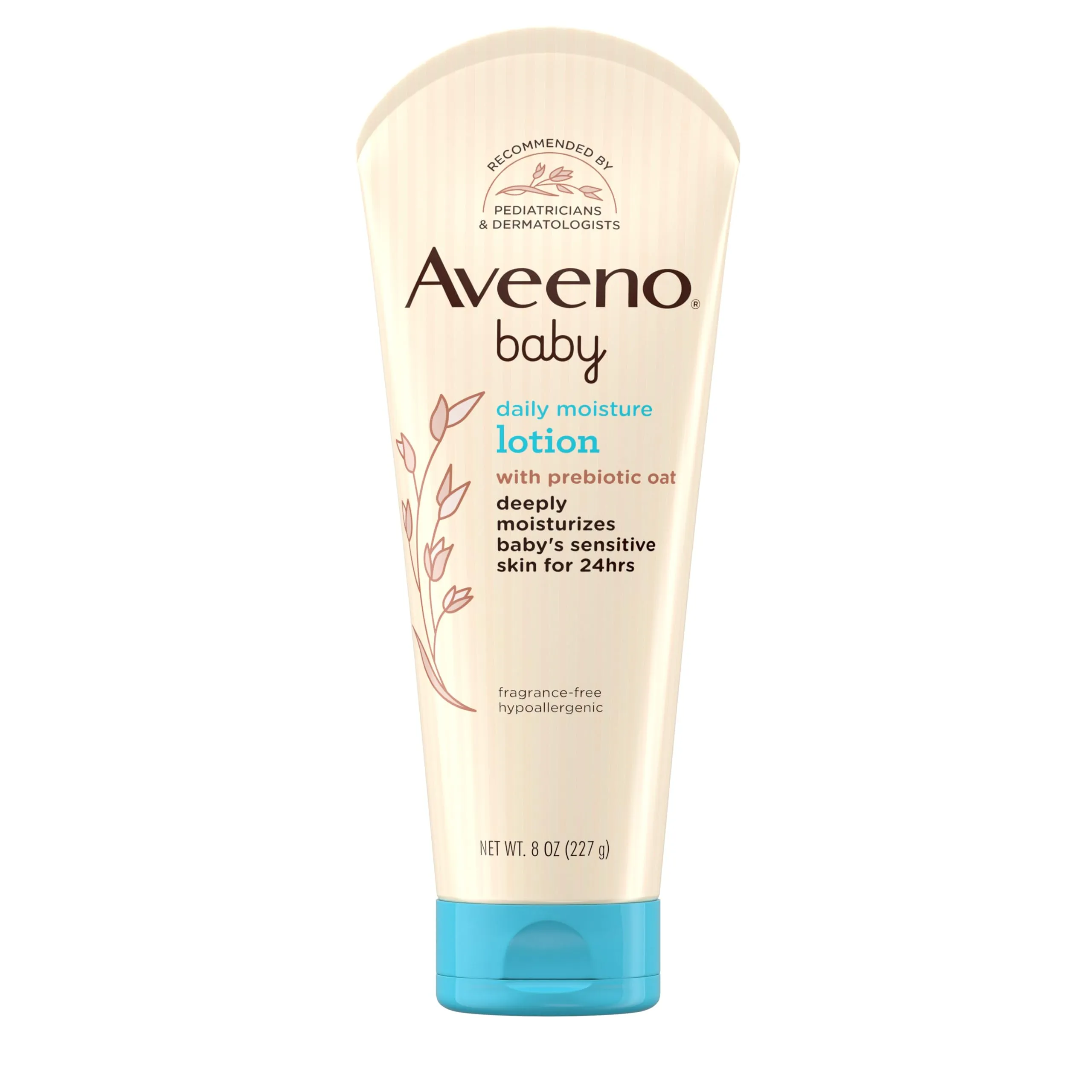 Aveeno Baby Daily Moisture Body Lotion for Sensitive Skin, Hypoallergenic Moisturizing Baby Lotion with Nourishing Oatmeal to Deeply Moisturize Baby's Skin, Fragrance-Free, 8 fl. oz 7.99 Ounce (Pack of 1)