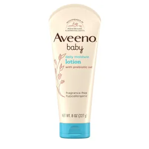 Aveeno Baby Daily Moisture Body Lotion for Sensitive Skin, Hypoallergenic Moisturizing Baby Lotion with Nourishing Oatmeal to Deeply Moisturize Baby's Skin, Fragrance-Free, 8 fl. oz 7.99 Ounce (Pack of 1)
