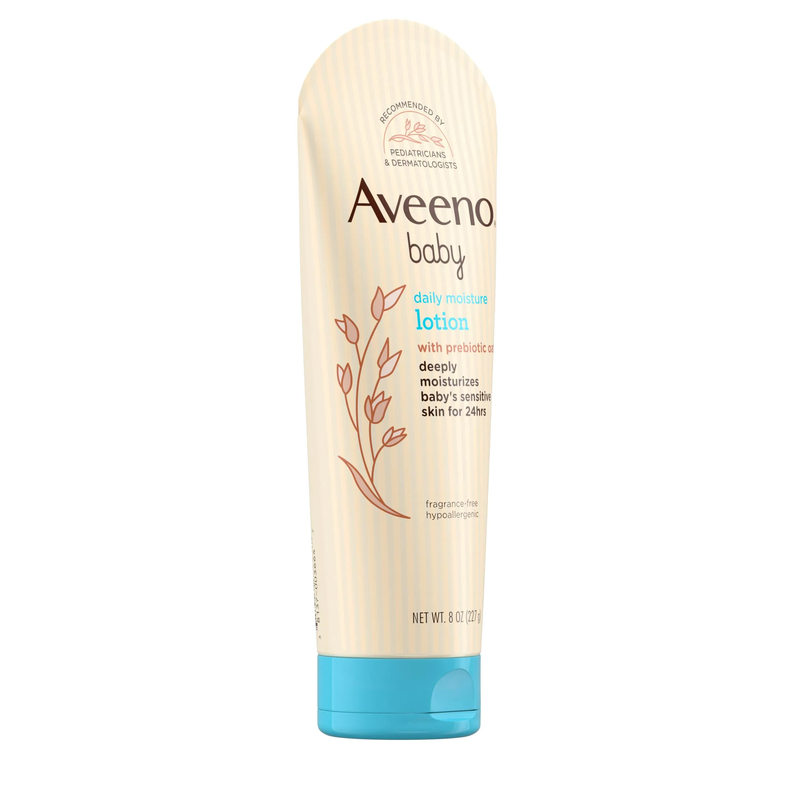 Aveeno Baby Daily Moisture Body Lotion for Sensitive Skin, Hypoallergenic Moisturizing Baby Lotion with Nourishing Oatmeal to Deeply Moisturize Baby's Skin, Fragrance-Free, 8 fl. oz 7.99 Ounce (Pack of 1)