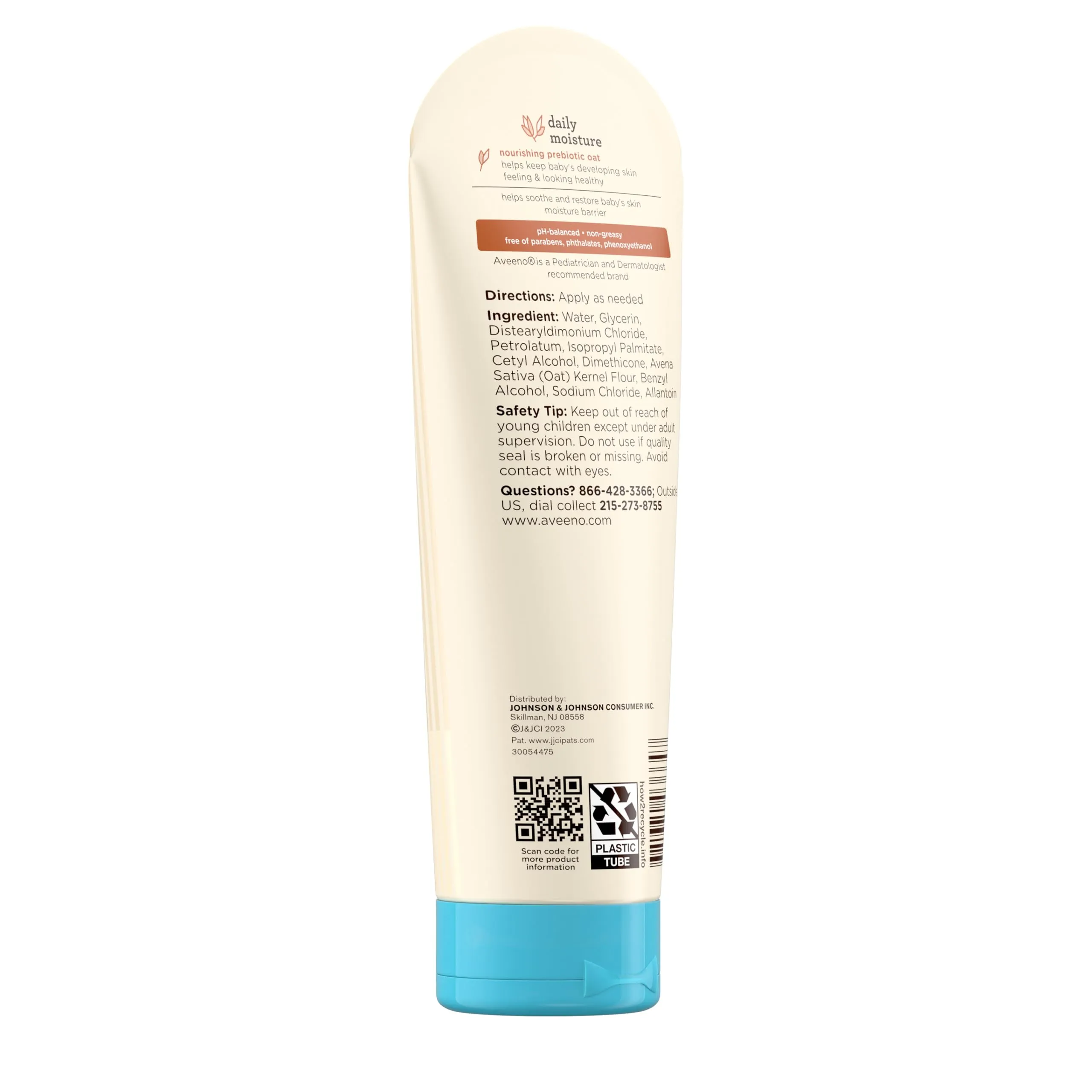 Aveeno Baby Daily Moisture Body Lotion for Sensitive Skin, Hypoallergenic Moisturizing Baby Lotion with Nourishing Oatmeal to Deeply Moisturize Baby's Skin, Fragrance-Free, 8 fl. oz 7.99 Ounce (Pack of 1)