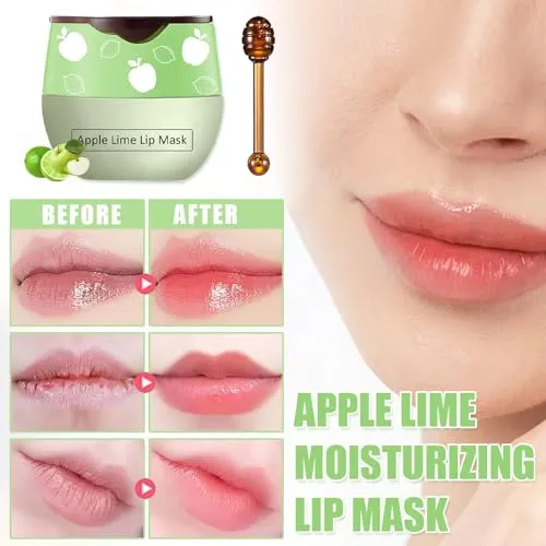 Bee Lip Balm Honey Pot, 2 PCS Strawberry & Honey Hydrating Prevention Dry and Cracked Lip Scrubs Exfoliator, Propolis Moisturizing Lip Sleep Mask Reduces Lip Lines, Lip Exfoliating Honey Bee Lip Mask