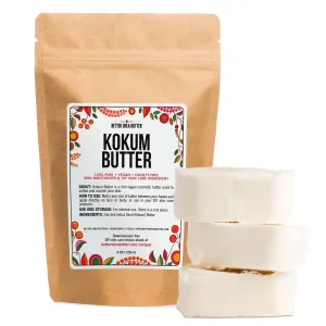 Better Shea Butter Raw Kokum Butter Unrefined - Body Butter Bar for Soap Making and DIY Butter, Skin and Hair Products - Pure, Unscented Skin Butter for Lotion Base - Kokum Butter 8 oz Block