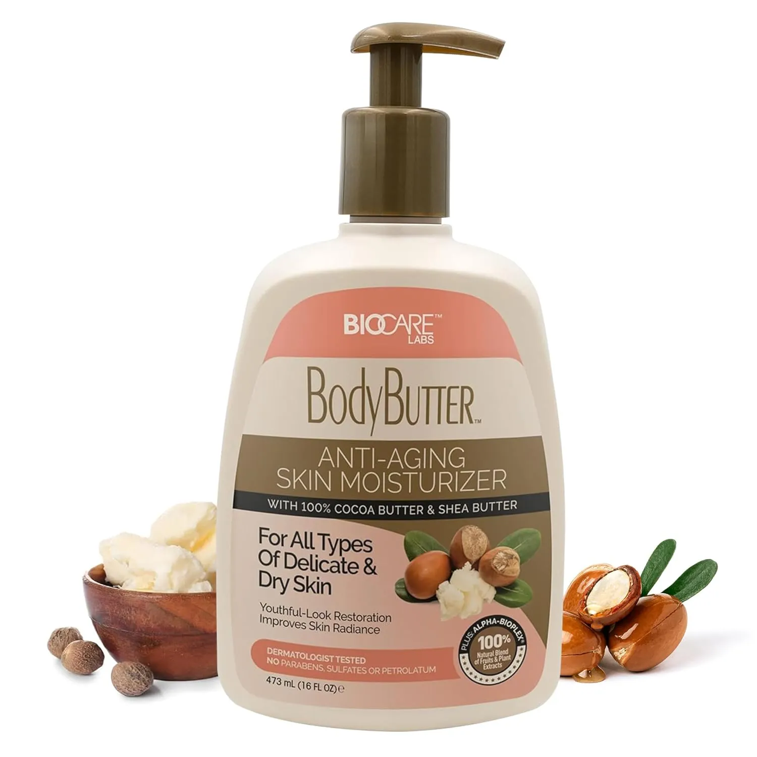 BioCare Body Butter With Cocoa And Shea Butter Anti Aging Pump Lotion 473ml