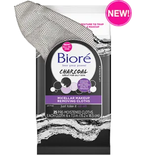 Biore  Charcoal Miscellar Makeup Removing cloths (1x25)