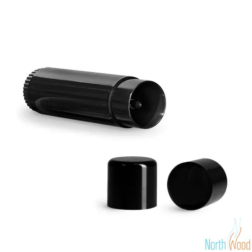 Black Lip Balm Tube w/ Cap - Round Set - Standard Size .15oz