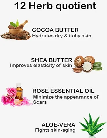 Blue Nectar Stretch Mark Cream, Moisturizing Body Lotion (Deep Hydration) with Natural Cocoa Butter, Shea Butter and Uplifting Rose (12 Herbs, 6.76 fl oz)