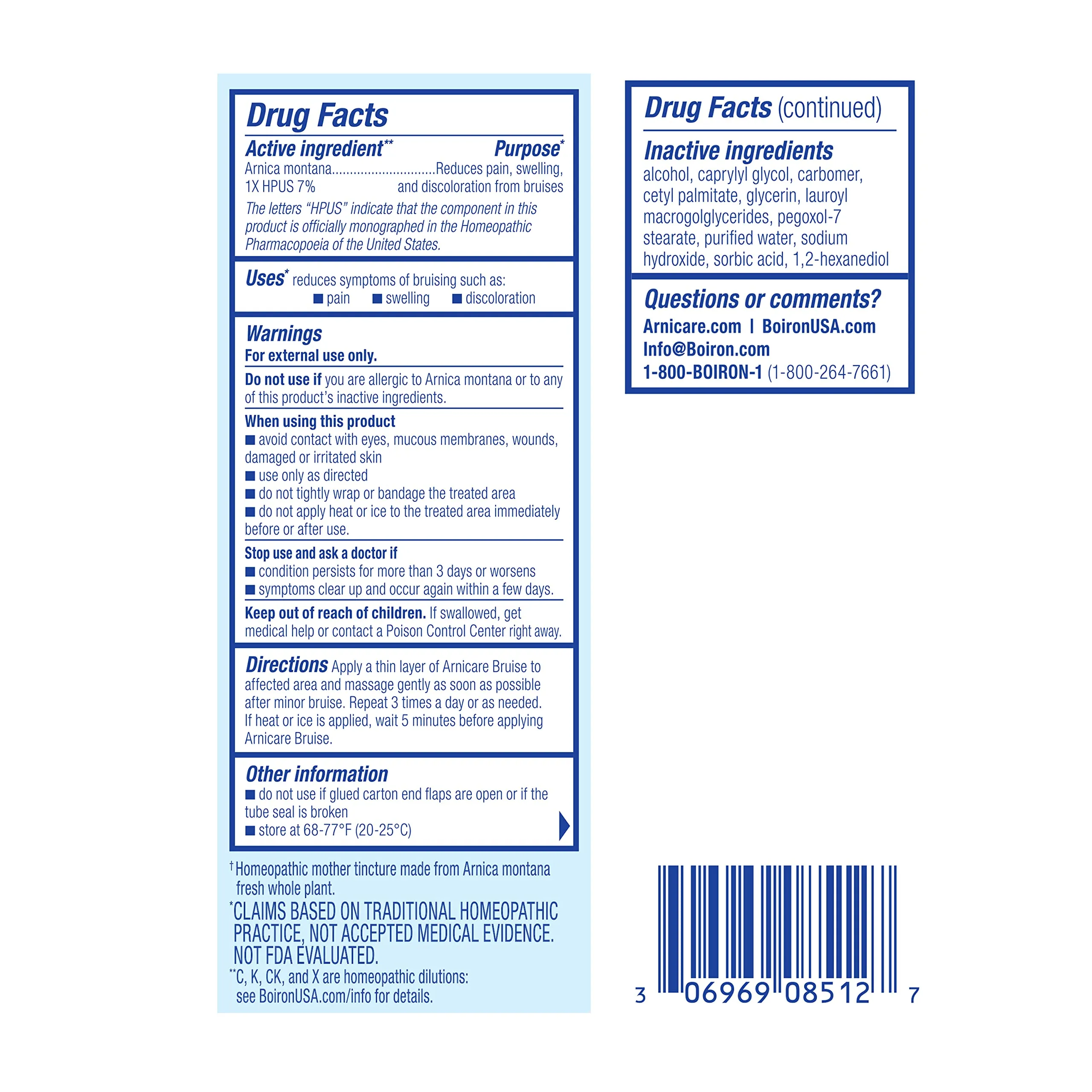 Boiron Arnicare Bruise Cream for Pain Relief from Bruising and Swelling or Discoloration from Injury - 1.4 oz(Pack of 1)