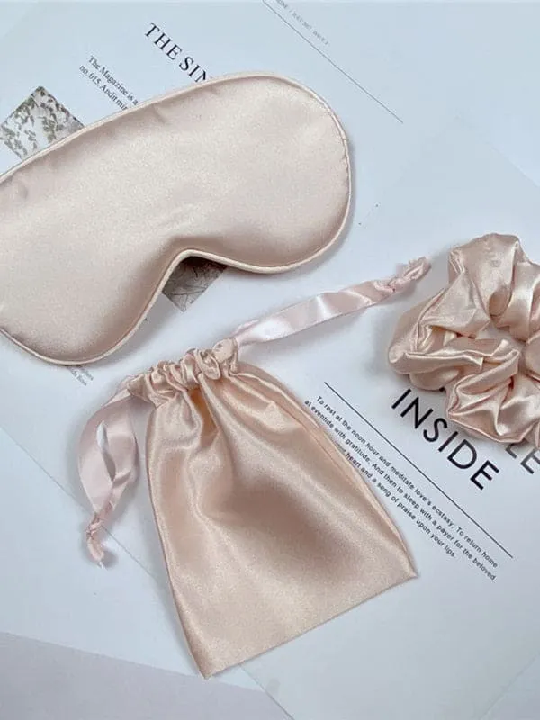 Bride and Bridesmaid Eye Mask for Sleeping with Satin Hair Scrunchies Adjustable Blindfold and Hair Ties for Women Wedding Proposal Present Bachelorette Party Favors
