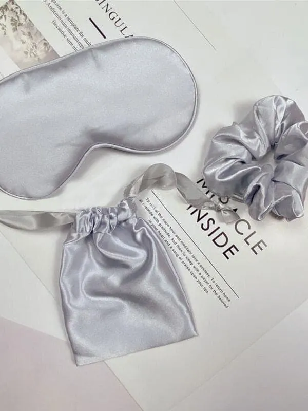 Bride and Bridesmaid Eye Mask for Sleeping with Satin Hair Scrunchies Adjustable Blindfold and Hair Ties for Women Wedding Proposal Present Bachelorette Party Favors