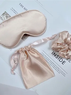 Bride and Bridesmaid Eye Mask for Sleeping with Satin Hair Scrunchies Adjustable Blindfold and Hair Ties for Women Wedding Proposal Present Bachelorette Party Favors