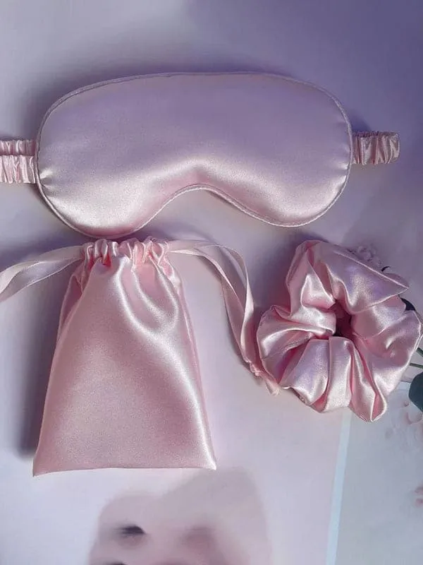 Bride and Bridesmaid Eye Mask for Sleeping with Satin Hair Scrunchies Adjustable Blindfold and Hair Ties for Women Wedding Proposal Present Bachelorette Party Favors
