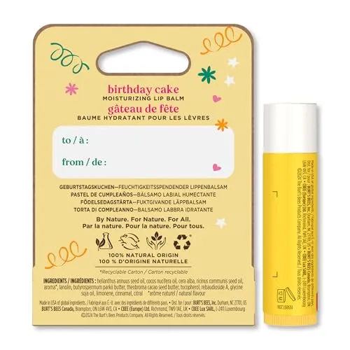 Burt's Bees 100% Natural Origin Moisturizing Lip Balm, Birthday Cake, 1 Tube