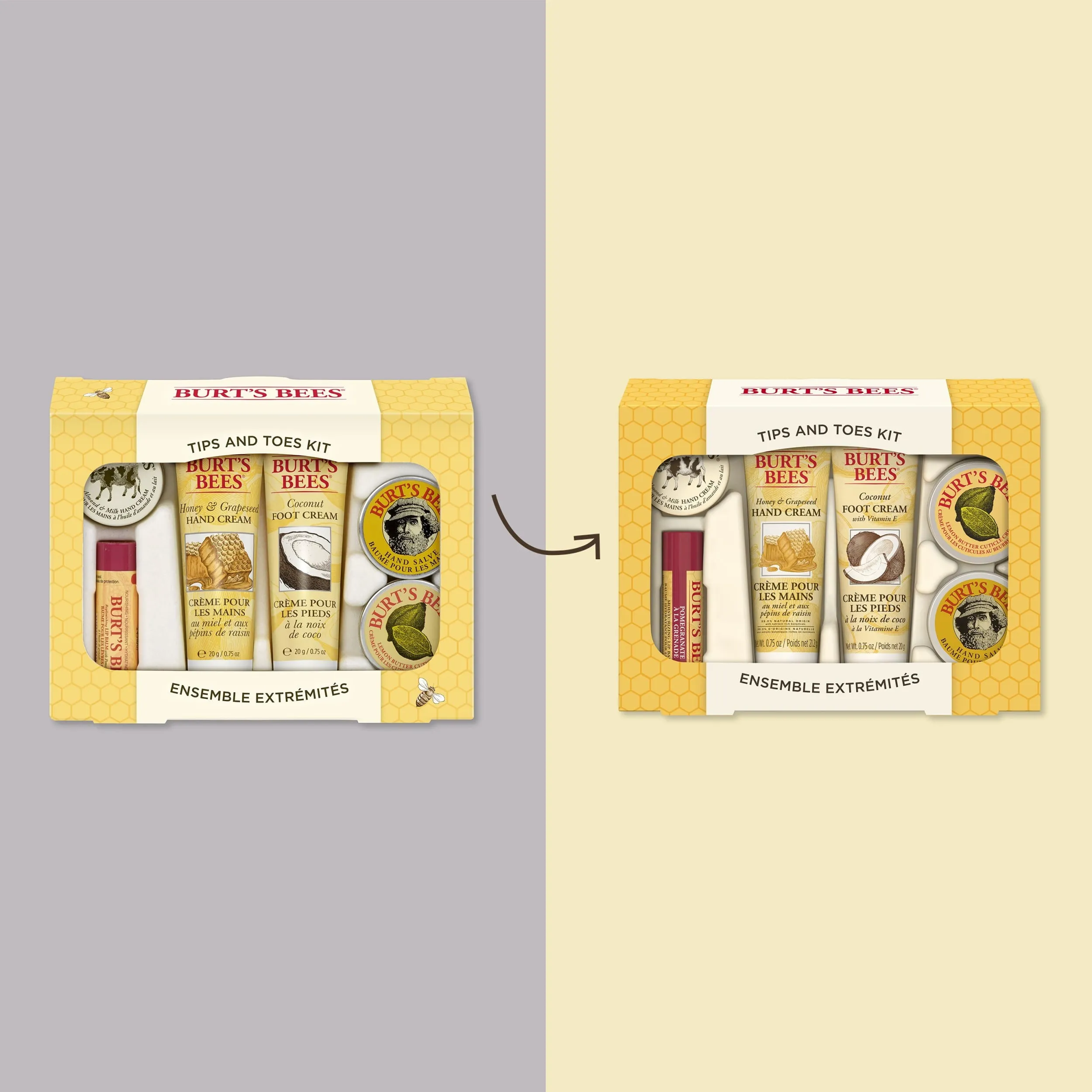 Burt's Bees Tips and Toes Kit Travel Beauty Gift Set, 6 Piece Travel Size Set