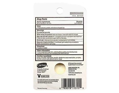 Carmex Classic Medicated Lip Balm Tubes, Lip Moisturizer for Chapped Lips, 15 Count (5 Packs of 3)