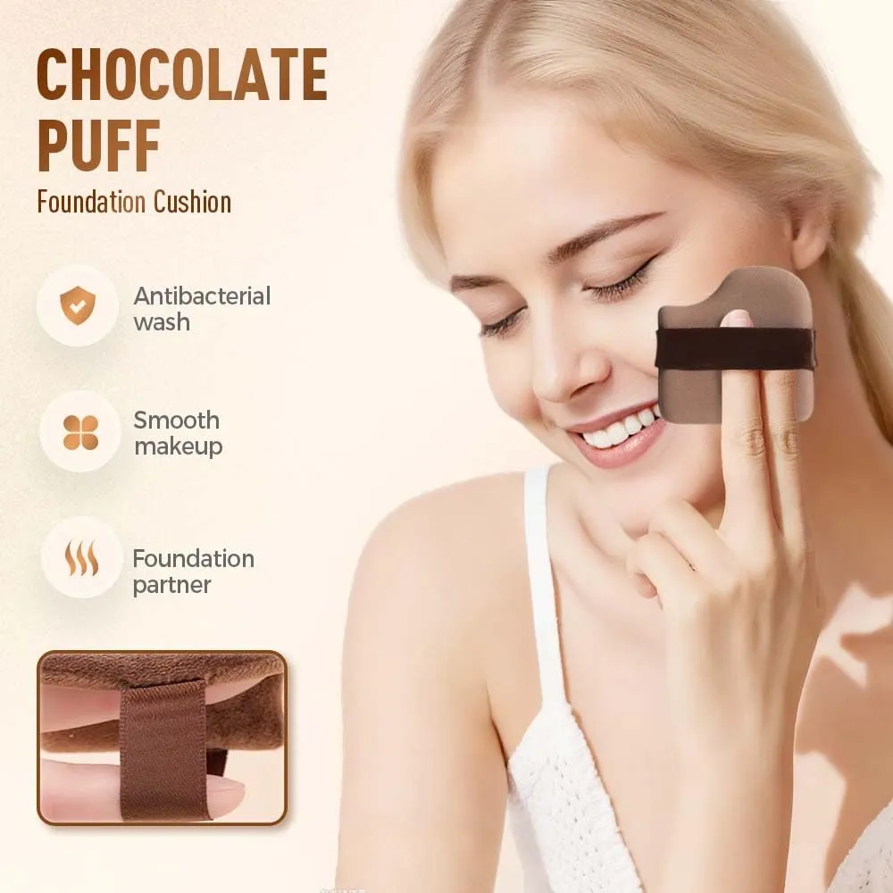 Chocolate Color Quick Makeup Foundation Puff Set, Foundation Sponge,Powder Puff, Makeup Sponge,Puff Cushion Puff Mini Powder Puff Collection (6 PCS)