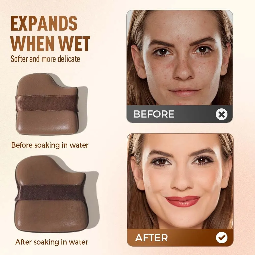 Chocolate Color Quick Makeup Foundation Puff Set, Foundation Sponge,Powder Puff, Makeup Sponge,Puff Cushion Puff Mini Powder Puff Collection (6 PCS)