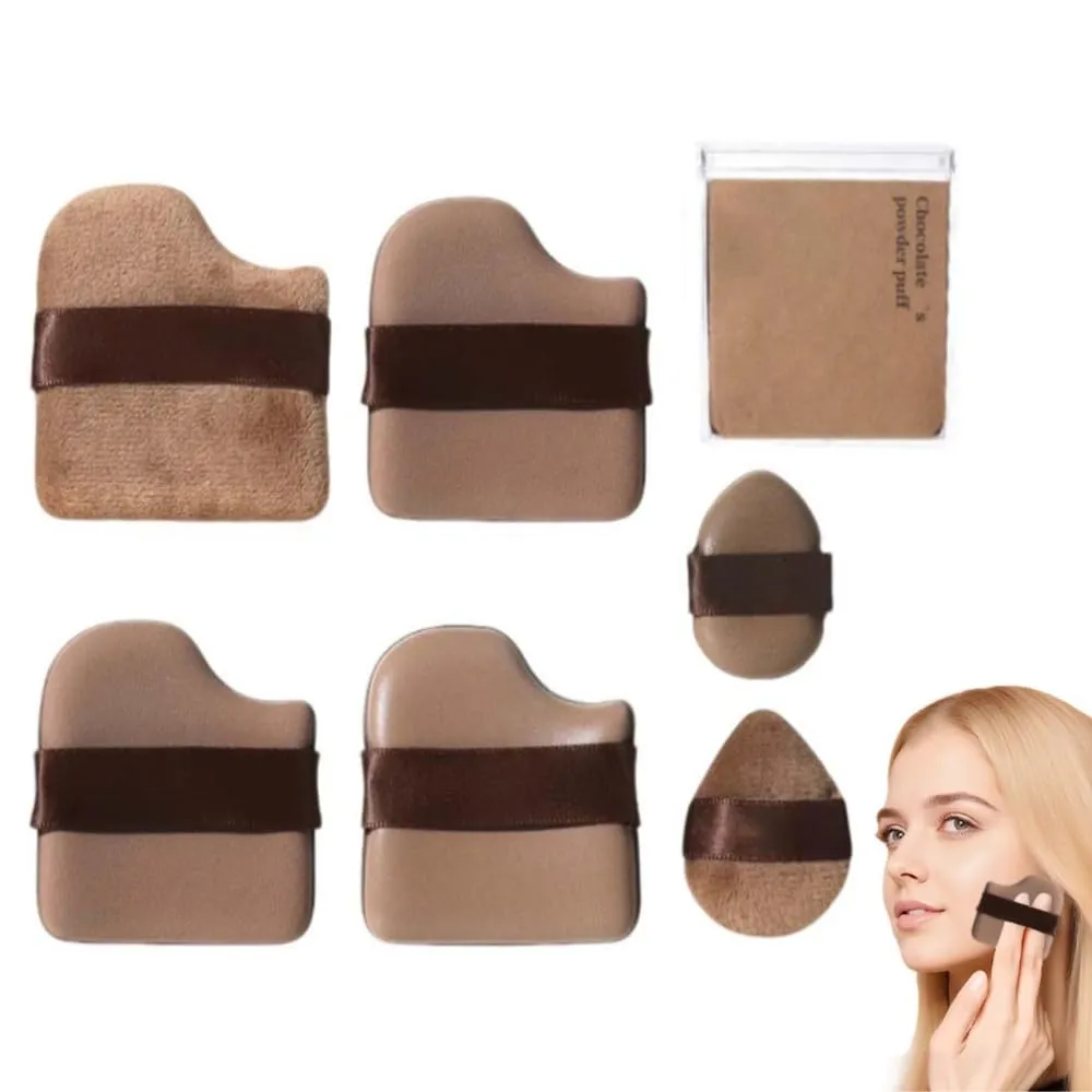Chocolate Color Quick Makeup Foundation Puff Set, Foundation Sponge,Powder Puff, Makeup Sponge,Puff Cushion Puff Mini Powder Puff Collection (6 PCS)